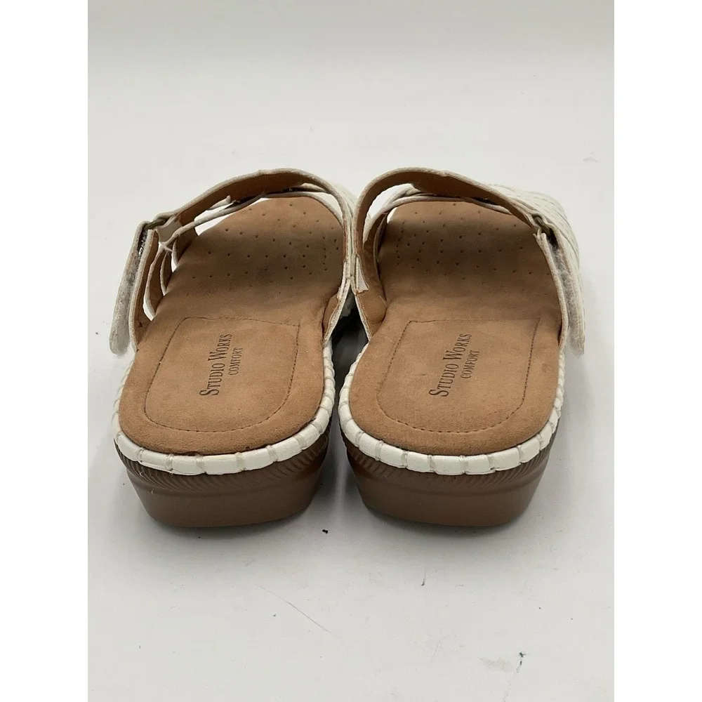 STUDIO WORKS White Sandals Size 8.5 New Without Box